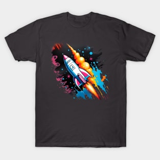 Colorful Rocket blasting off T-Shirt